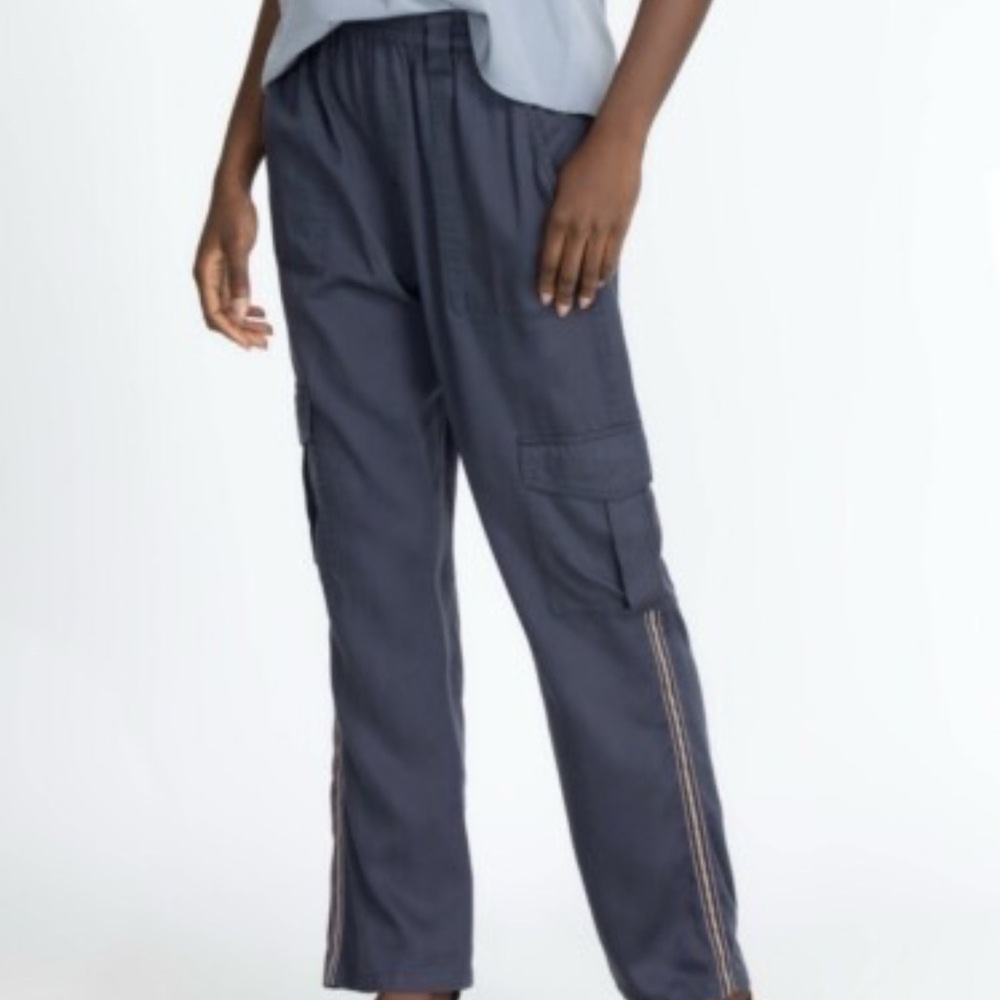 Johnny Was Slate Blue Relaxed Cargo Lyocell Pants Small - Picture 2 of 10